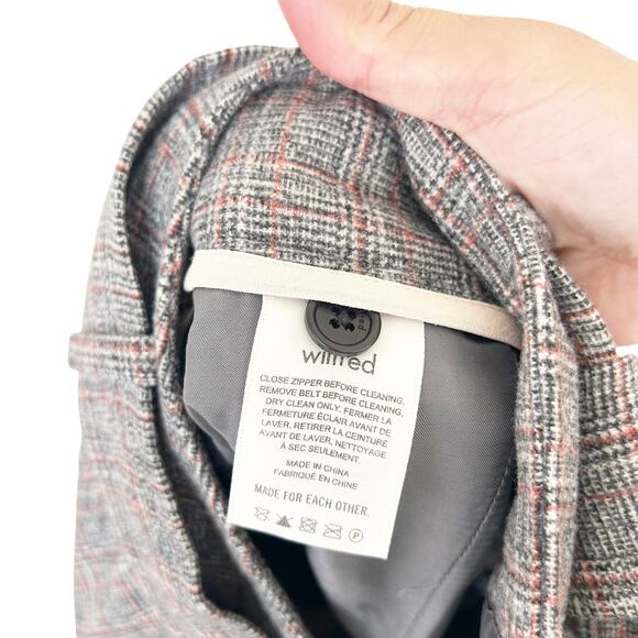 Aritzia Wilfred Wool Blend Plaid Tie Front Trousers Sz 2 - Picture 3 of 6